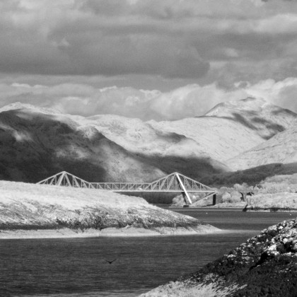 Connel Bridge with mountains in background